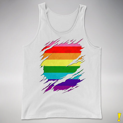 Original Gilbert Baker LGBTQ Gay Pride Flag Ripped Reveal Premium - White
