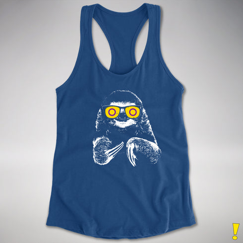 Pride Sloth Intersex Flag Sunglasses Women's Racerback Tank - Royal