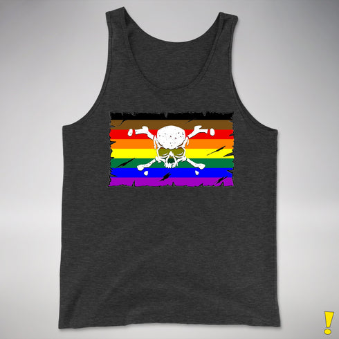 Philly LGBTQ Pride Pirate Flag Premium Tank Top - Charcoal Triblend