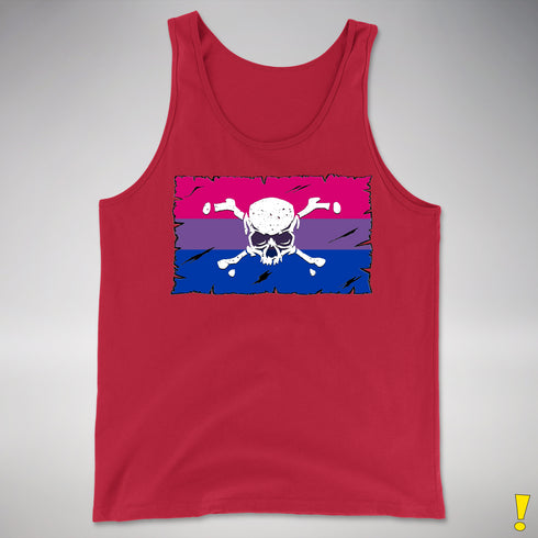 Bisexual Pride Pirate Flag Premium Tank Top - Red