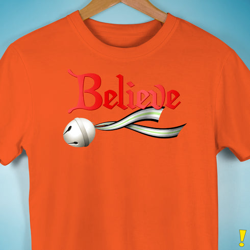 Believe Agender Pride Jingle Bell Premium Unisex T-Shirt - Orange