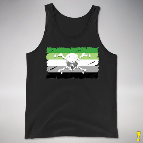 Aromantic Pride Pirate Flag Premium Tank Top - Black