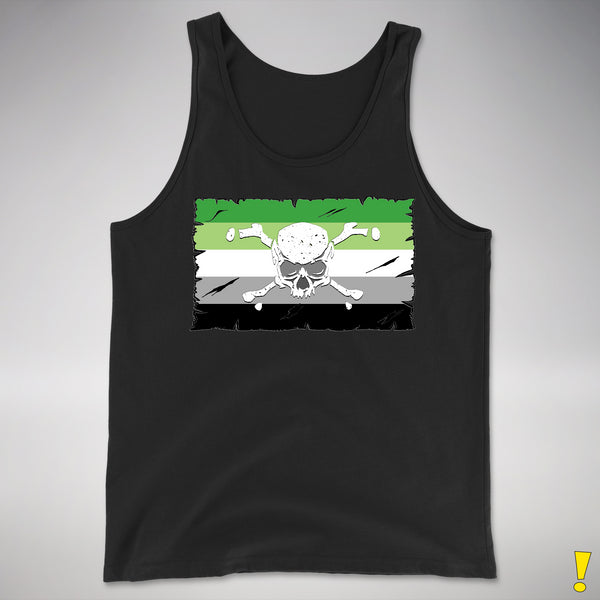 Aromantic Pride Pirate Flag Premium Tank Top - Black