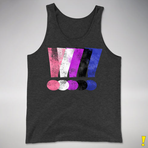 Genderfluid Pride Grunge Exclamation Points Premium Tank Top - Charcoal Triblend