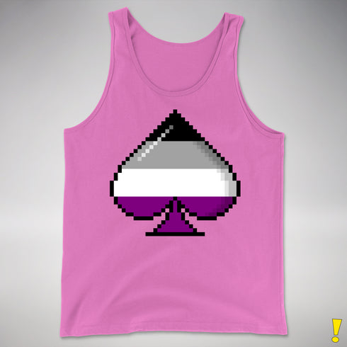 Asexual Pride 8-Bit Pixel Ace of Spades Premium Tank Top - Neon Pink