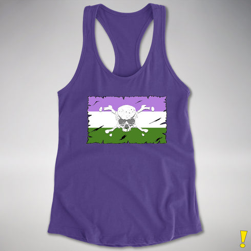 Genderqueer Pride Pirate Flag Racerback Tank - Purple