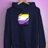 Nonbinary Pride Flag Ripped Reveal Hoodie - Navy