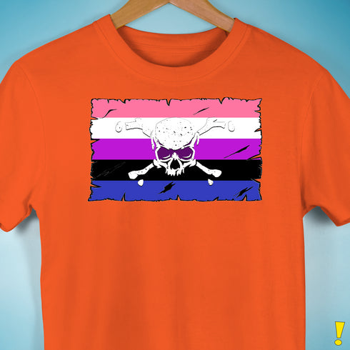 Genderfluid Pride Pirate Flag Premium Unisex T-Shirt - Orange