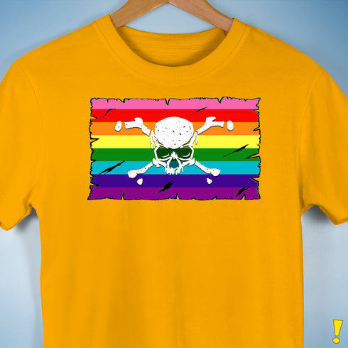 Gilbert Baker LGBTQ Pride Pirate Flag Premium Unisex T-Shirt - Gold