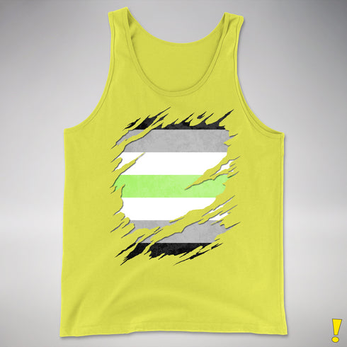 Agender Pride Flag Ripped Reveal Premium Tank Top - Neon Yellow
