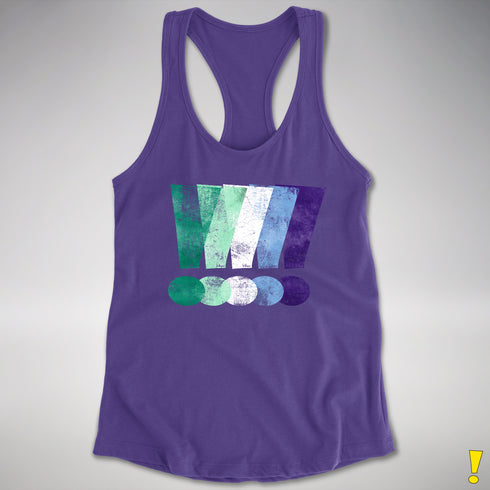 MLM Gay Pride Grunge Exclamation Points Racerback Tank - Purple