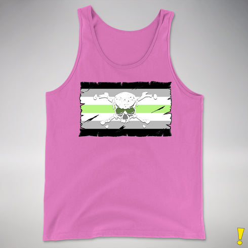 Agender Pride Pirate Flag Premium Tank Top - Neon Pink