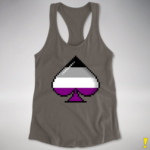 Asexual Pride 8-Bit Pixel Ace Of Spades Racerback Tank - Dark Grey