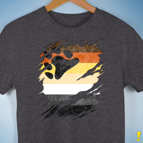 Bear Pride Flag Ripped Reveal Premium Unisex T-Shirt - Dark Grey Heather