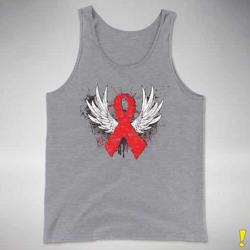 Winged Red Ribbon - World AIDS Day Premium Tank Top - Grey Heather
