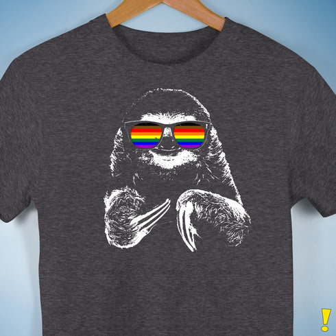 Pride Sloth Philly LGBTQ Pride Flag Sunglasses Premium Unisex T-Shirt - Dark Grey Heather
