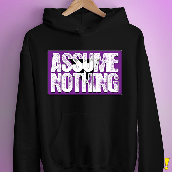 Assume Nothing Lesbian Labrys Pride Flag Hoodie - Black
