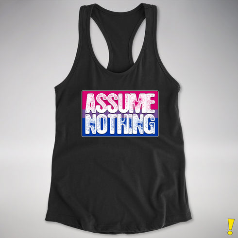 Assume Nothing Bisexual Pride Flag Racerback Tank - Black