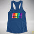 Distressed Gilbert Baker LGBTQ Pride Exclamation Points Racerback Tank - Royal