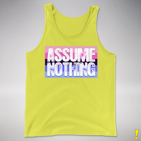 Assume Nothing Omnisexual Pride Flag Premium Tank Top - Neon Yellow