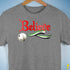 Believe Aromantic Pride Jingle Bell Premium Unisex T-Shirt - Grey Heather