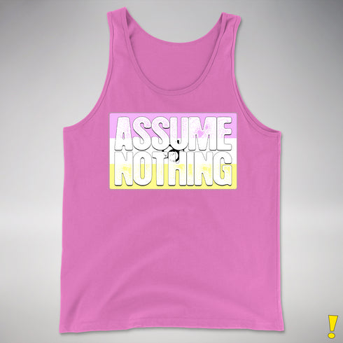 Assume Nothing Twink Pride Flag Premium Tank Top - Neon Pink