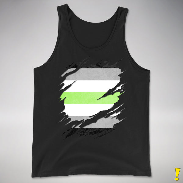 Agender Pride Flag Ripped Reveal Premium Tank Top - Black
