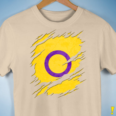 Intersex Pride Flag Ripped Reveal Premium Unisex T-Shirt - Cream