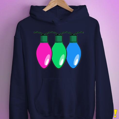 Polysexual Pride Christmas Lights Hoodie - Navy