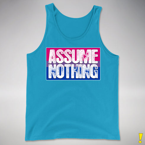 Assume Nothing Bisexual Pride Flag Premium Tank Top - Neon Blue