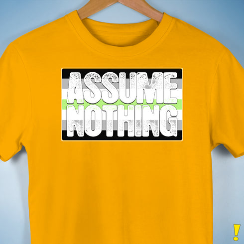 Assume Nothing Agender Pride Flag Premium Unisex T-Shirt - Gold