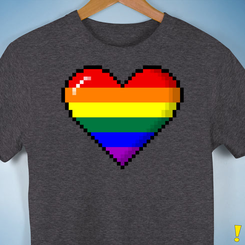 LGBTQ Pride8-Bit Pixel Heart Premium Unisex T-Shirt - Dark Grey Heather