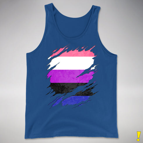Genderfluid Pride Flag Ripped Reveal Premium Tank Top - Royal Blue