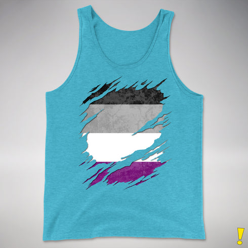 Asexual Pride Flag Ripped Reveal Premium Tank Top - Aqua Triblend
