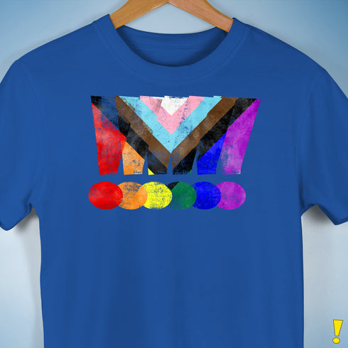 LGBTQ Progress Pride Grunge Exclamation Points Premium Unisex T-Shirt - Royal Blue