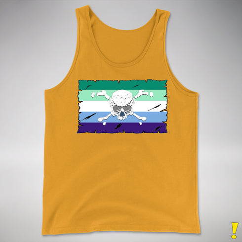 Gay Male Pride Pirate Flag Premium Tank Top - Gold