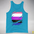Genderfluid Pride Flag Ripped Reveal Premium Tank Top - Neon Blue