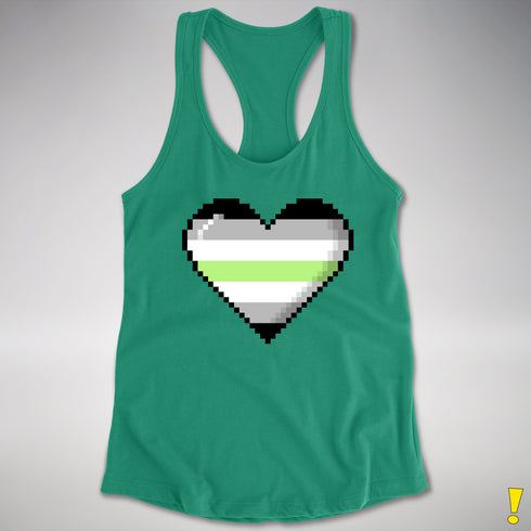 Agender Pride 8-Bit Pixel Heart Racerback Tank - Kelly Green