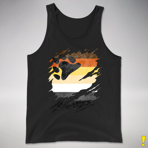 Bear Pride Flag Ripped Reveal Premium Tank Top - Black