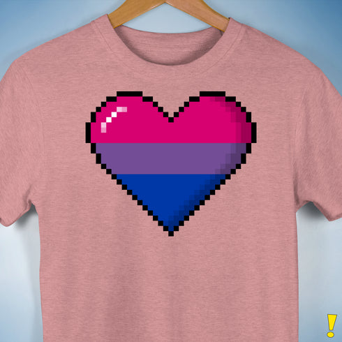 Bisexual Pride 8-Bit Pixel Heart Premium Unisex T-Shirt - Mauve Heather