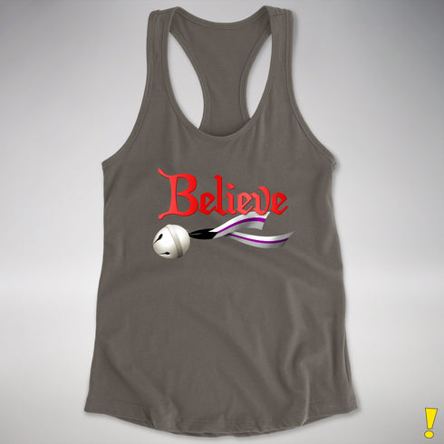 Believe Demisexual Pride Jingle Bell Racerback Tank - Dark Grey