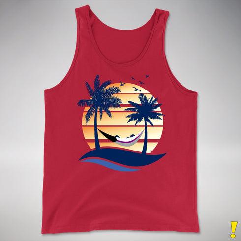Demisexual Pride Hammock Summer Beach Sunset Premium Tank Top - Red
