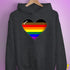 Philly LGBTQ Pride 8-Bit Pixel Heart Hoodie - Dark Grey Heather