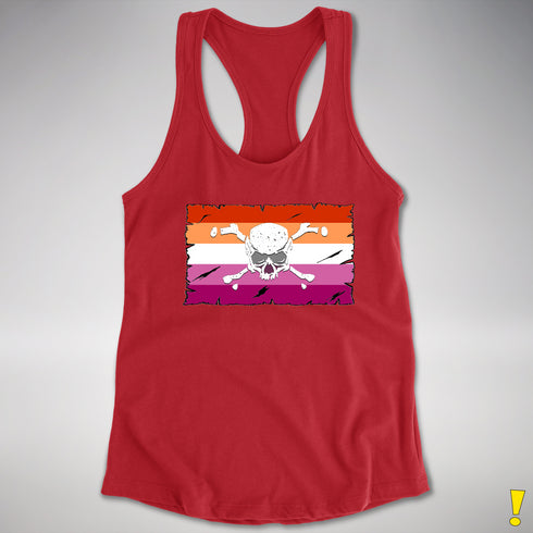 Lesbian Pride Pirate Flag Racerback Tank - Red