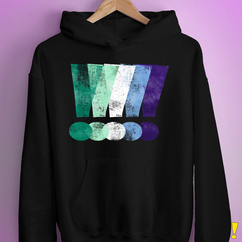 MLM Gay Pride Grunge Exclamation Points Hoodie - Black