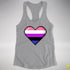 Genderfluid Pride 8-Bit Pixel Heart Racerback Tank - Heather Grey