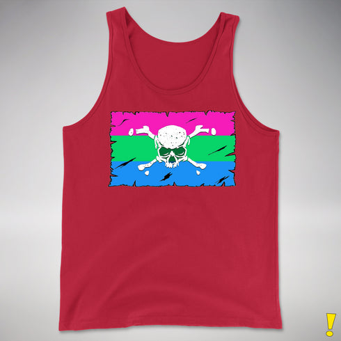 Polysexual Pride Pirate Flag Premium Tank Top - Red
