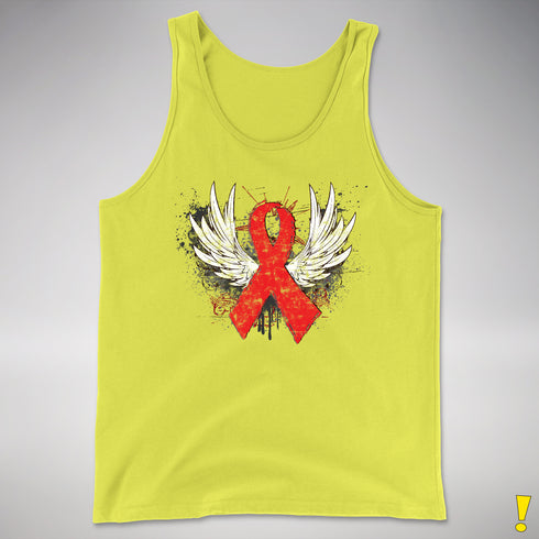 Winged Red Ribbon - World AIDS Day Premium Tank Top - Neon Yellow