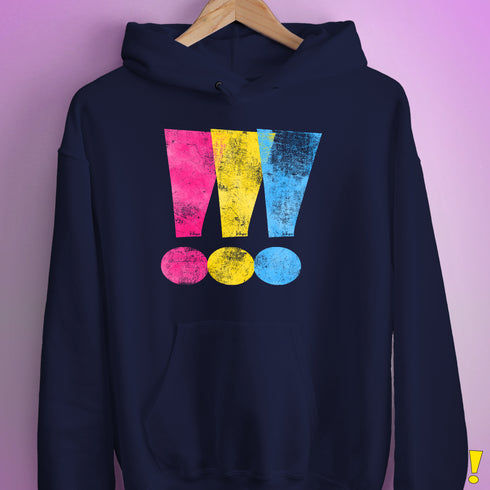 Pansexual Pride Exclamation Points Hoodie - Navy
