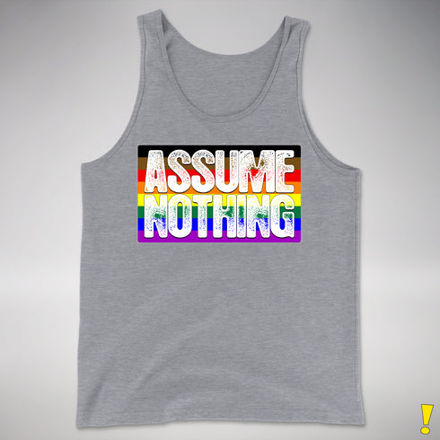 Assume Nothing Philly LGBTQ Gay Pride Flag Premium Tank Top - Grey Heather